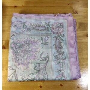 45" Square Scarf Women Vintage Purple Blue Gray Kerchief Headscarf